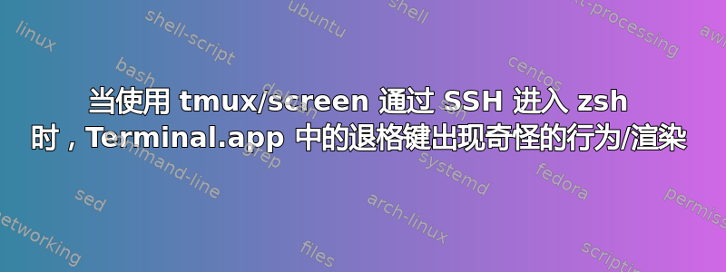 当使用 tmux/screen 通过 SSH 进入 zsh 时，Terminal.app 中的退格键出现奇怪的行为/渲染