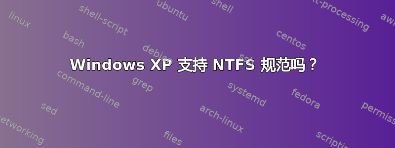 Windows XP 支持 NTFS 规范吗？