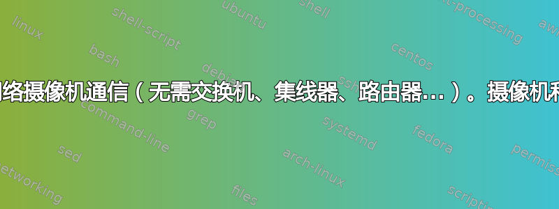 如何通过以太网直接与网络摄像机通信（无需交换机、集线器、路由器...）。摄像机和以太网端口的不同子网