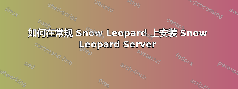 如何在常规 Snow Leopard 上安装 Snow Leopard Server