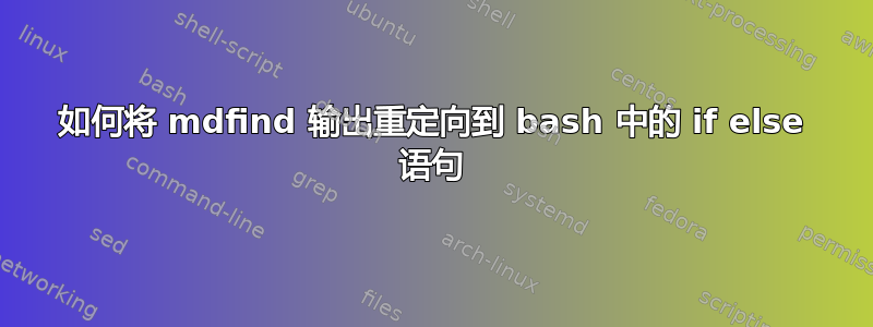 如何将 mdfind 输出重定向到 bash 中的 if else 语句