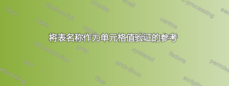 将表名称作为单元格值验证的参考