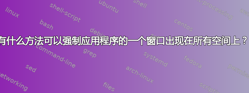 有什么方法可以强制应用程序的一个窗口出现在所有空间上？