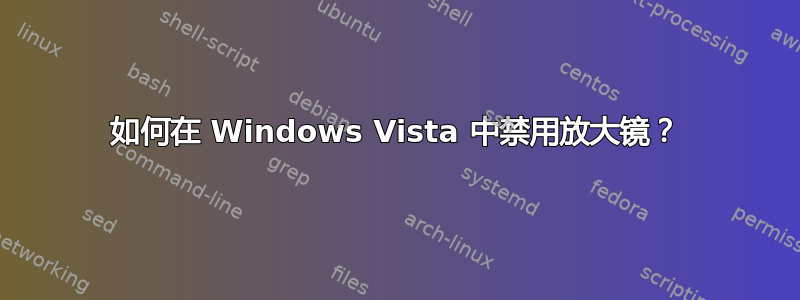 如何在 Windows Vista 中禁用放大镜？