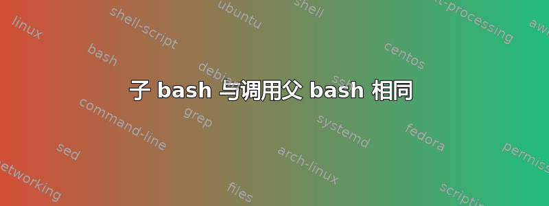 子 bash 与调用父 bash 相同