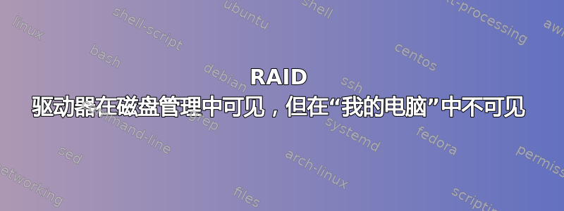 RAID 驱动器在磁盘管理中可见，但在“我的电脑”中不可见