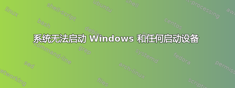 系统无法启动 Windows 和任何启动设备