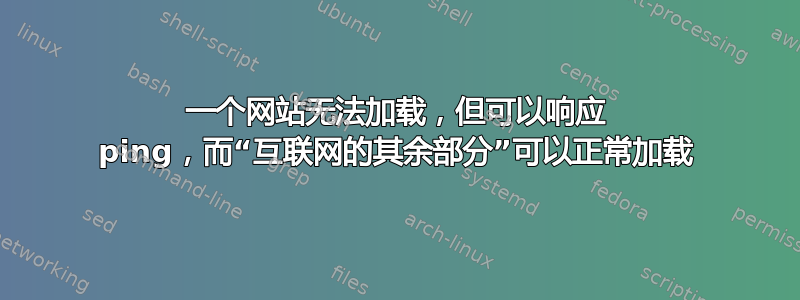 一个网站无法加载，但可以响应 ping，而“互联网的其余部分”可以正常加载