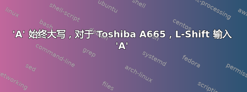 'A' 始终大写，对于 Toshiba A665，L-Shift 输入 'A'