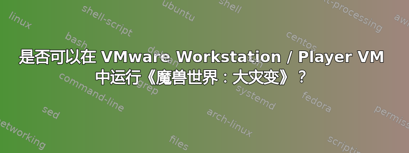 是否可以在 VMware Workstation / Player VM 中运行《魔兽世界：大灾变》？