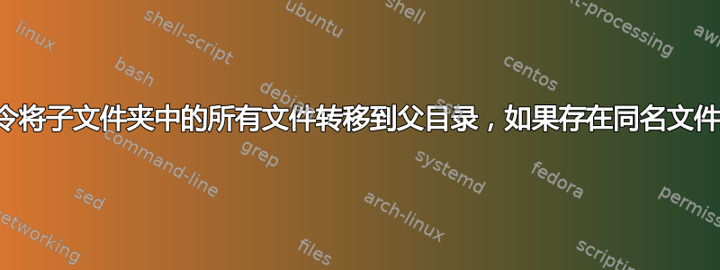 Move命令将子文件夹中的所有文件转移到父目录，如果存在同名文件则重命名