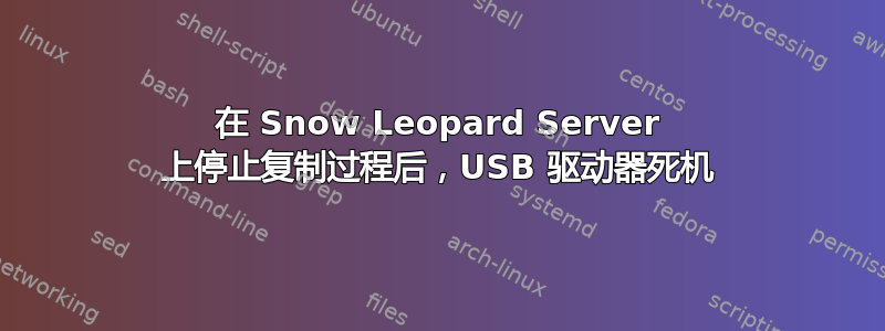 在 Snow Leopard Server 上停止复制过程后，USB 驱动器死机