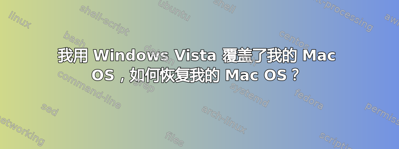 我用 Windows Vista 覆盖了我的 Mac OS，如何恢复我的 Mac OS？