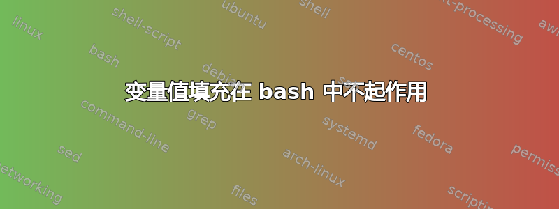 变量值填充在 bash 中不起作用