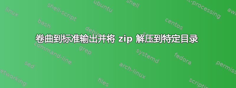 卷曲到标准输出并将 zip 解压到特定目录