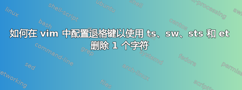 如何在 vim 中配置退格键以使用 ts、sw、sts 和 et 删除 1 个字符