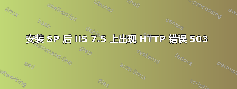 安装 SP 后 IIS 7.5 上出现 HTTP 错误 503