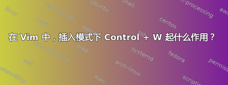 在 Vim 中，插入模式下 Control + W 起什么作用？