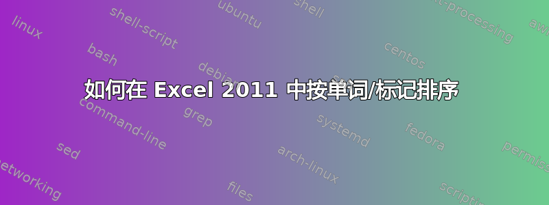 如何在 Excel 2011 中按单词/标记排序