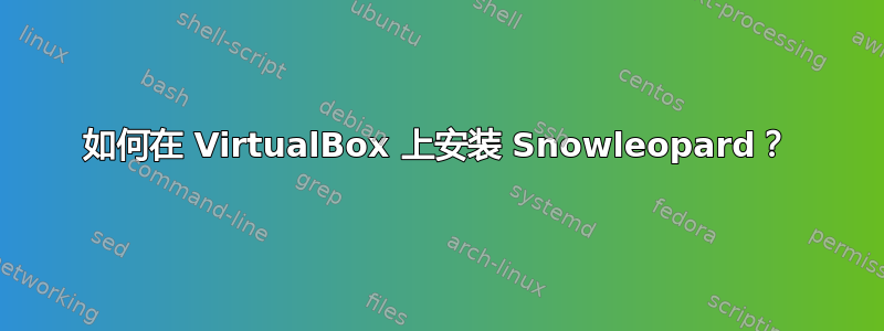 如何在 VirtualBox 上安装 Snowleopard？