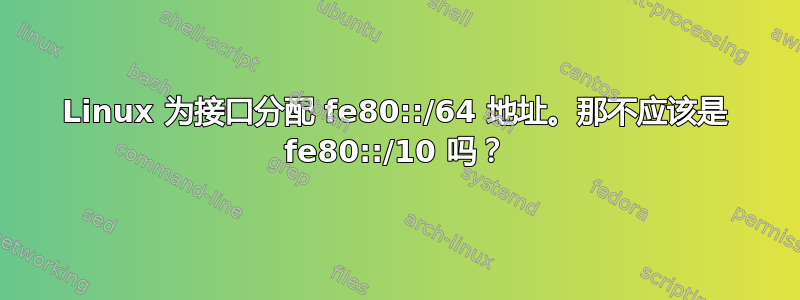 Linux 为接口分配 fe80::/64 地址。那不应该是 fe80::/10 吗？