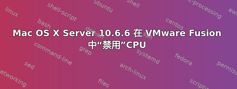 Mac OS X Server 10.6.6 在 VMware Fusion 中“禁用”CPU