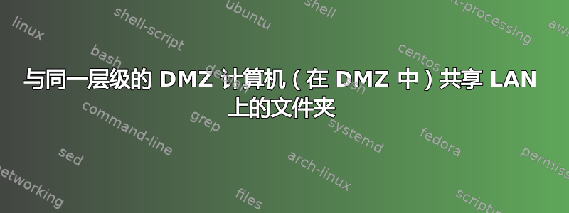 与同一层级的 DMZ 计算机（在 DMZ 中）共享 LAN 上的文件夹