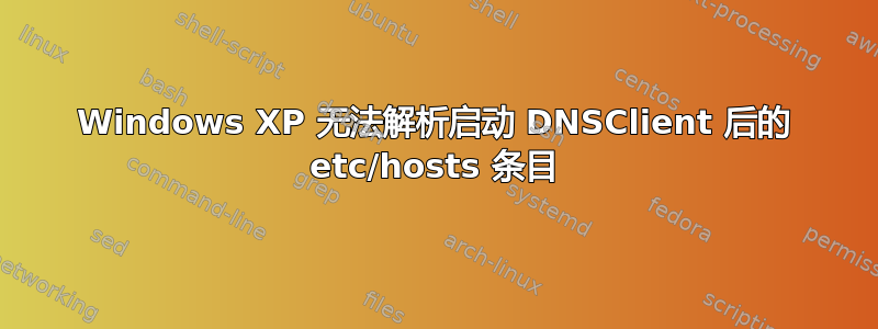 Windows XP 无法解析启动 DNSClient 后的 etc/hosts 条目