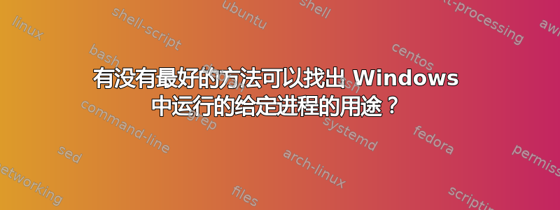 有没有最好的方法可以找出 Windows 中运行的给定进程的用途？