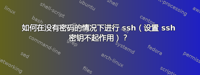 如何在没有密码的情况下进行 ssh（设置 ssh 密钥不起作用）？