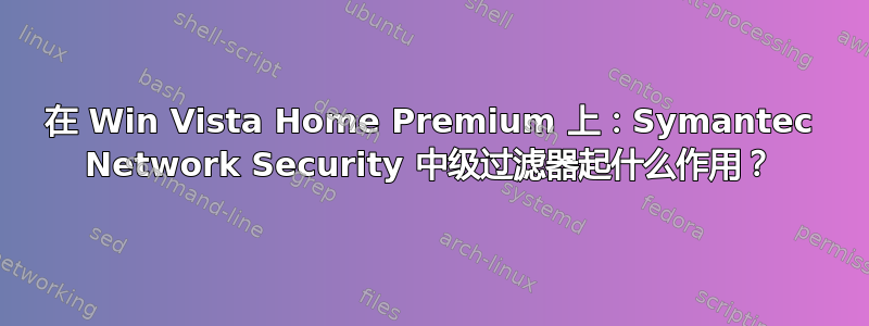 在 Win Vista Home Premium 上：Symantec Network Security 中级过滤器起什么作用？