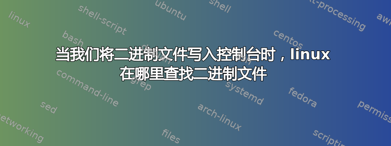 当我们将二进制文件写入控制台时，linux 在哪里查找二进制文件