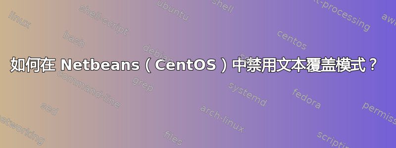 如何在 Netbeans（CentOS）中禁用文本覆盖模式？