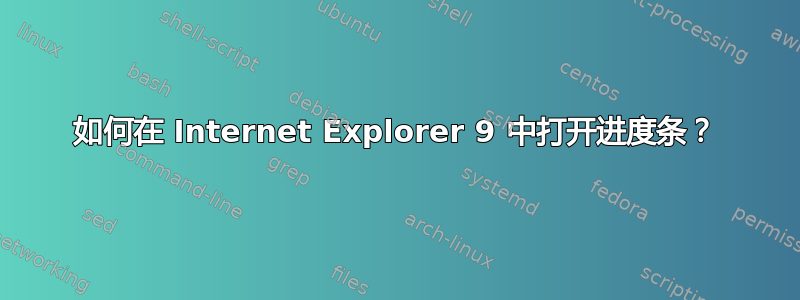 如何在 Internet Explorer 9 中打开进度条？