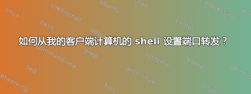 如何从我的客户端计算机的 shell 设置端口转发？