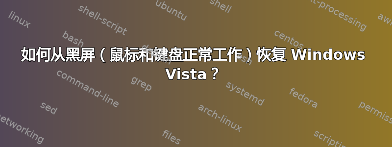 如何从黑屏（鼠标和键盘正常工作）恢复 Windows Vista？