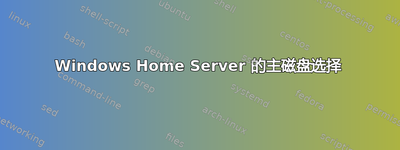 Windows Home Server 的主磁盘选择