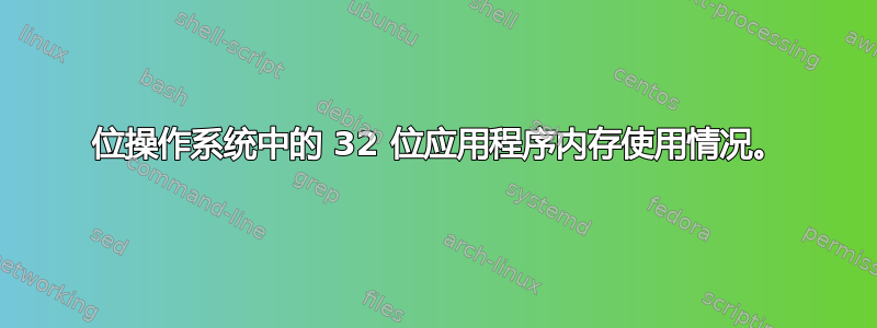 64 位操作系统中的 32 位应用程序内存使用情况。