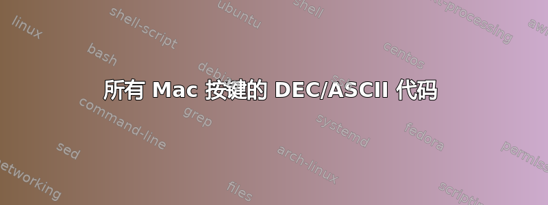 所有 Mac 按键的 DEC/ASCII 代码