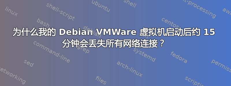 为什么我的 Debian VMWare 虚拟机启动后约 15 分钟会丢失所有网络连接？