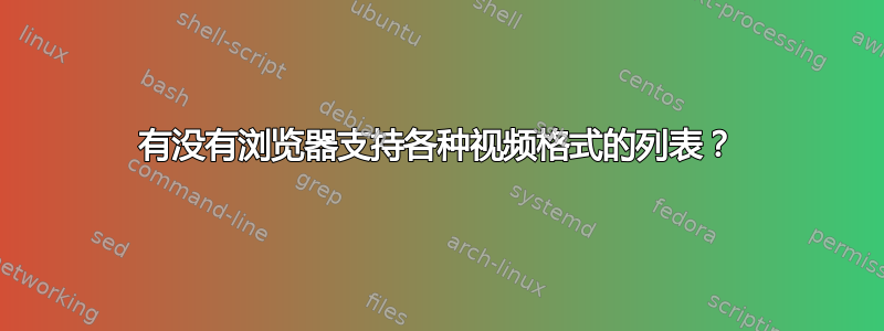 有没有浏览器支持各种视频格式的列表？