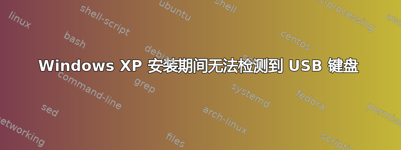 Windows XP 安装期间无法检测到 USB 键盘