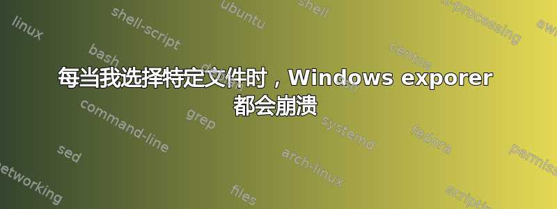 每当我选择特定文件时，Windows exporer 都会崩溃