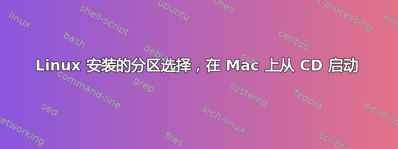 Linux 安装的分区选择，在 Mac 上从 CD 启动