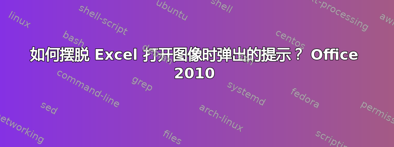 如何摆脱 Excel 打开图像时弹出的提示？ Office 2010