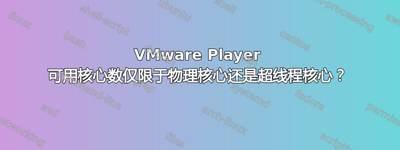 VMware Player 可用核心数仅限于物理核心还是超线程核心？