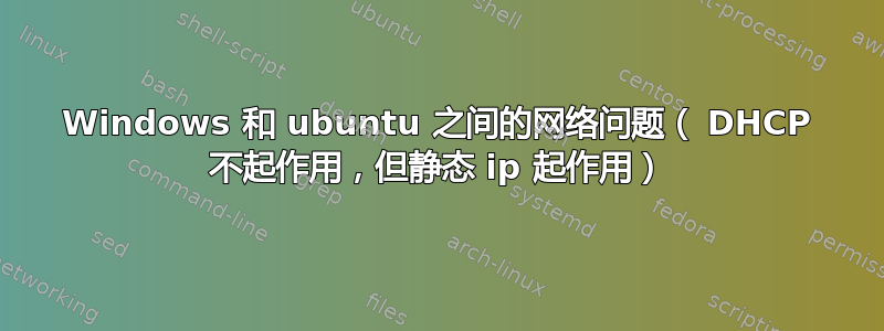 Windows 和 ubuntu 之间的网络问题（ DHCP 不起作用，但静态 ip 起作用）