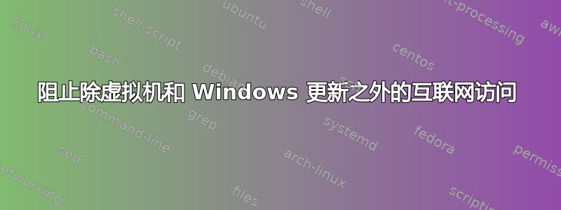 阻止除虚拟机和 Windows 更新之外的互联网访问