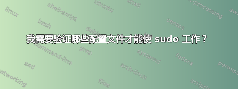 我需要验证哪些配置文件才能使 sudo 工作？