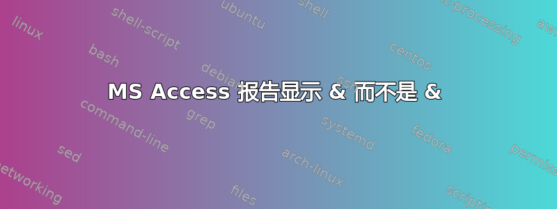 MS Access 报告显示 & 而不是 &